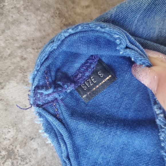 DIESEL long sleeve t-shirt dress mini midi blue denim style ombre S - Picture 7 of 9